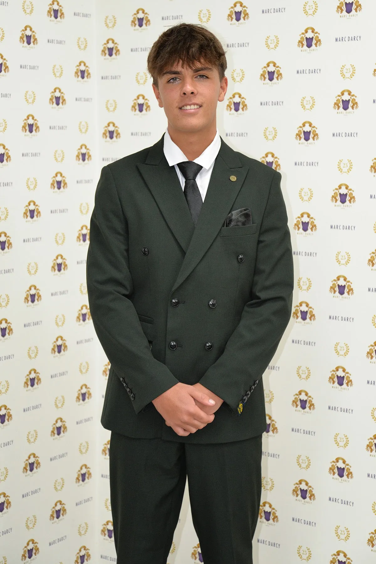 Coronation Street's Mason Radcliffe (Luca Toolan) In BROMLEY Olive Green Double Breasted Two Piece Suit sold by Marc Darcy product image thumbnail 2