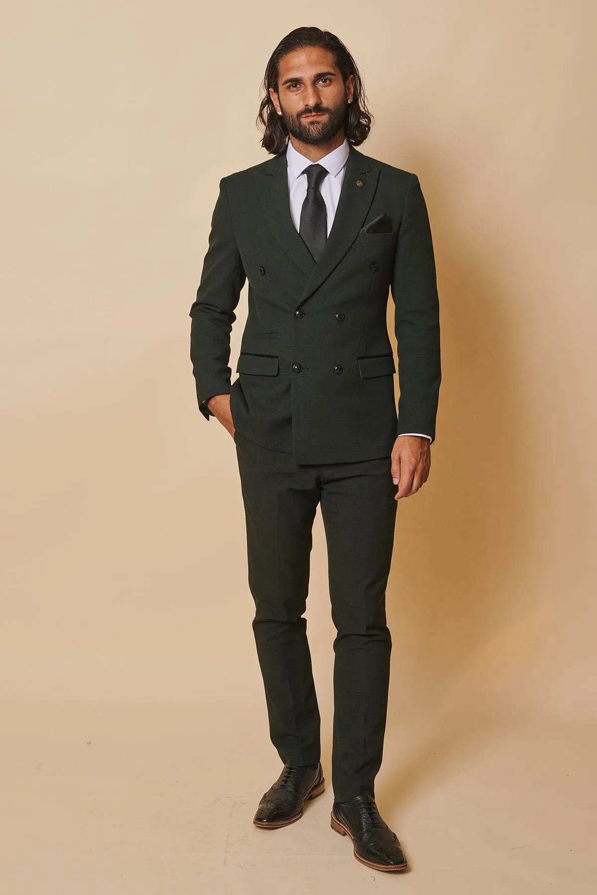 Coronation Street's Mason Radcliffe (Luca Toolan) In BROMLEY Olive Green Double Breasted Two Piece Suit sold by Marc Darcy product image thumbnail 3