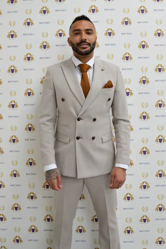 Leicester City Premier League Winner Danny Simpson in HM5 Stone Double-Breasted Suit sold by Marc Darcy