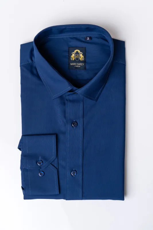 CARTER - Navy Long Sleeve Shirt made by Marc Darcy