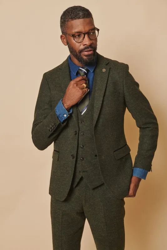 MARLOW - Olive Green Tweed Blazer sold by Marc Darcy