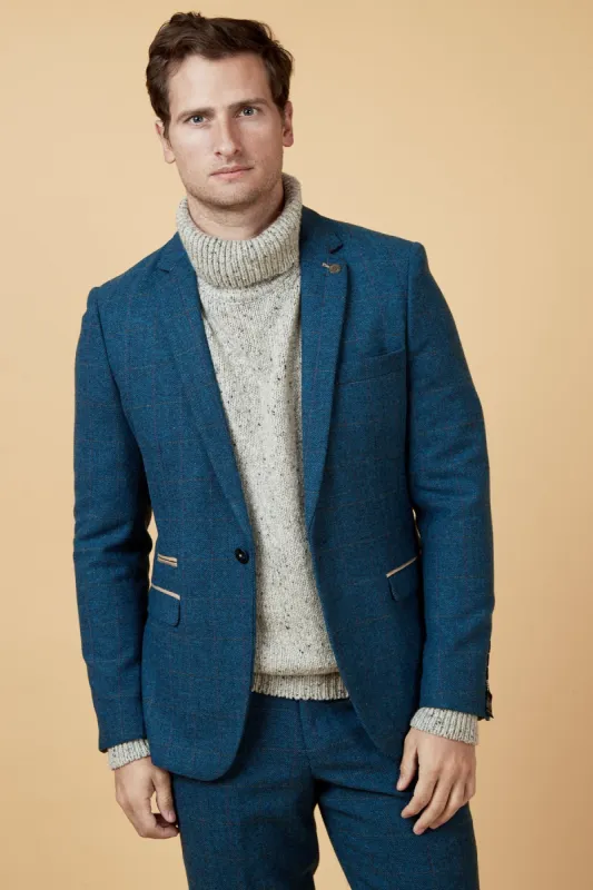 DION - Blue Tweed Check Blazer sold by Marc Darcy