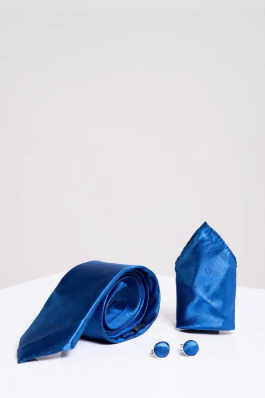 TS CIRCLE - Blue Circle Tie and Pocket Square Set sold by Marc Darcy