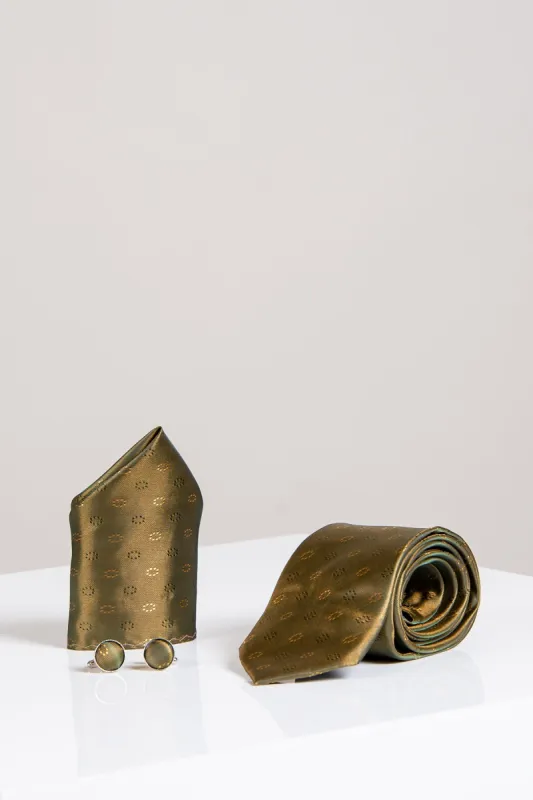 TS CIRCLE - Gold Circle Tie and Pocket Square Set sold by Marc Darcy