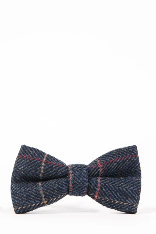 ETON - Navy Blue Check Tweed Bow Tie sold by Marc Darcy