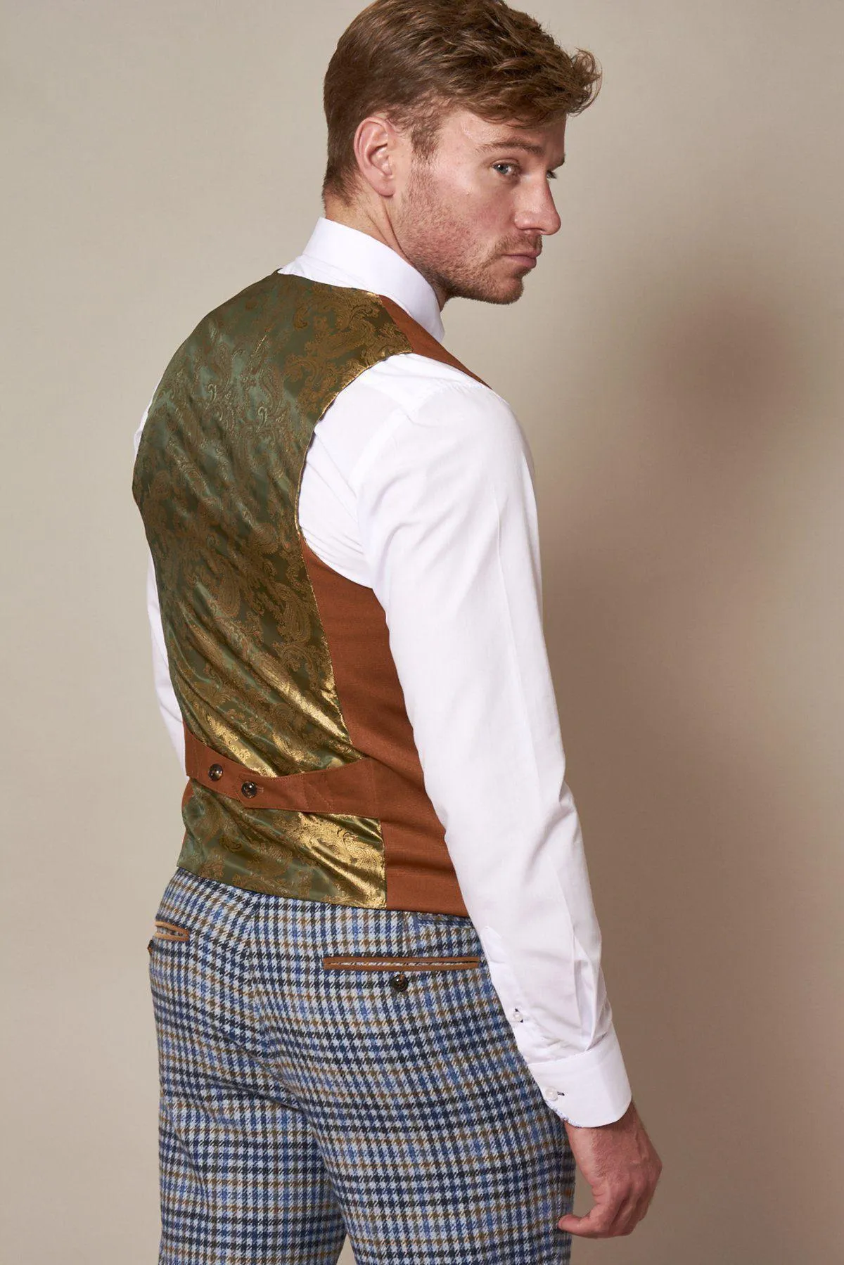 KELLY - Dark Tan Double Breasted Waistcoat sold by Marc Darcy product image thumbnail 2