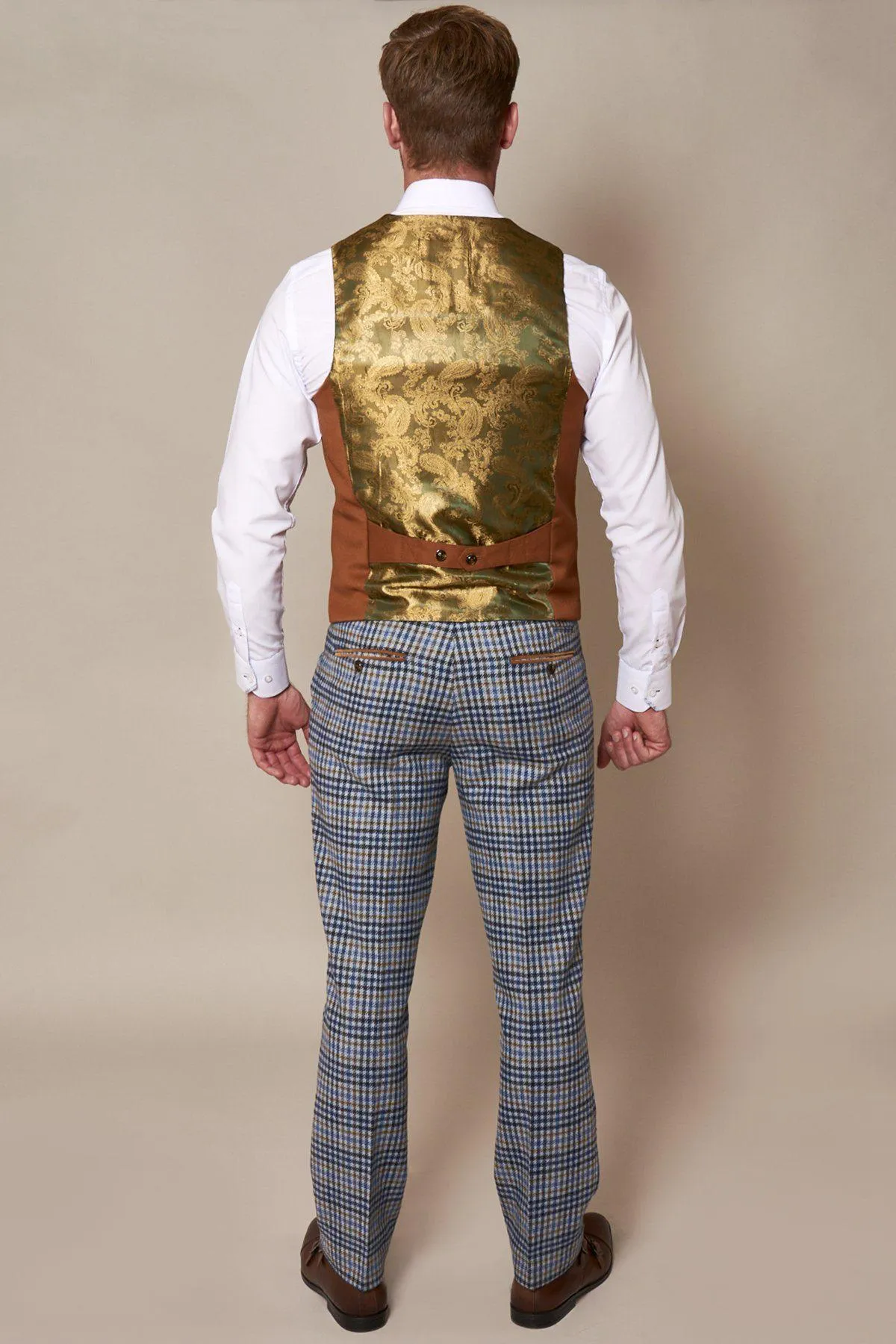 KELLY - Dark Tan Double Breasted Waistcoat sold by Marc Darcy product image thumbnail 3