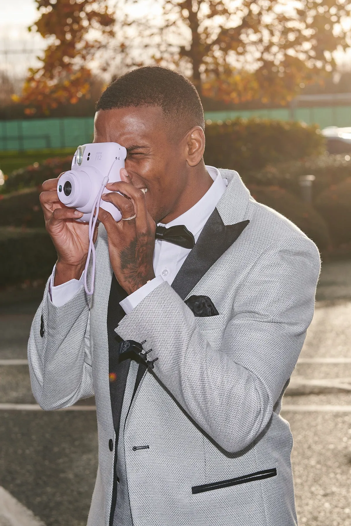 The Everton Collection | Ashley Young In SPENCER Stone Tux Lapel Suit sold by Marc Darcy