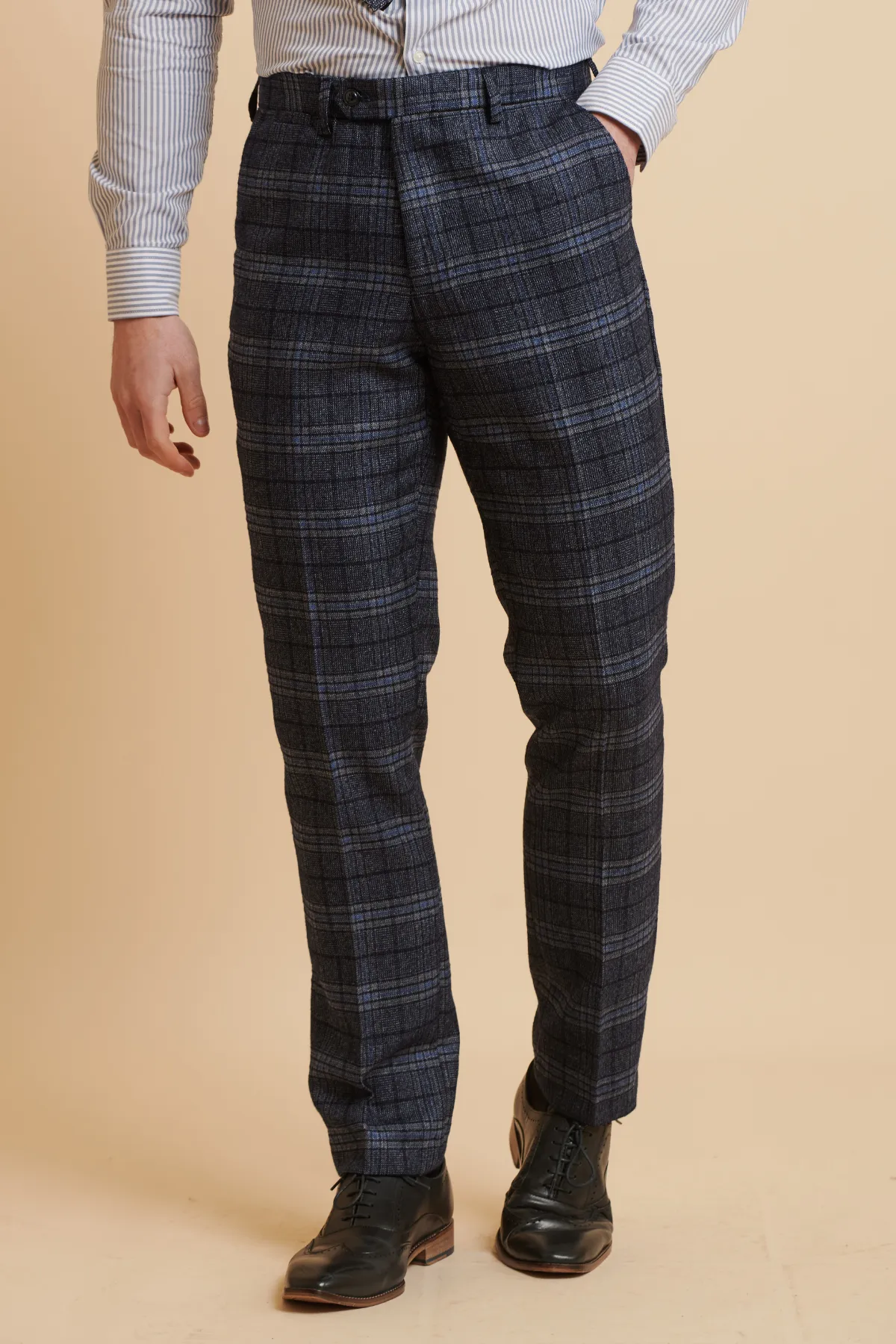 ANDY - Blue Check Trousers sold by Marc Darcy