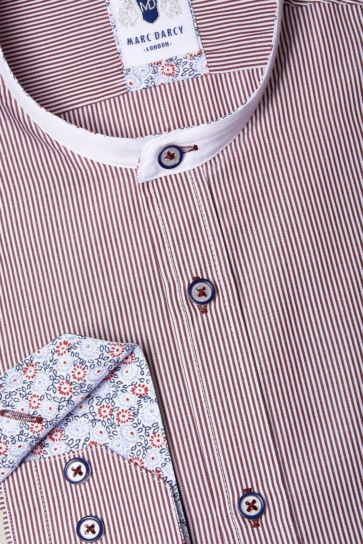 COOPER - Grandad Collar Wine Stripe Shirt sold by Marc Darcy product image thumbnail 2