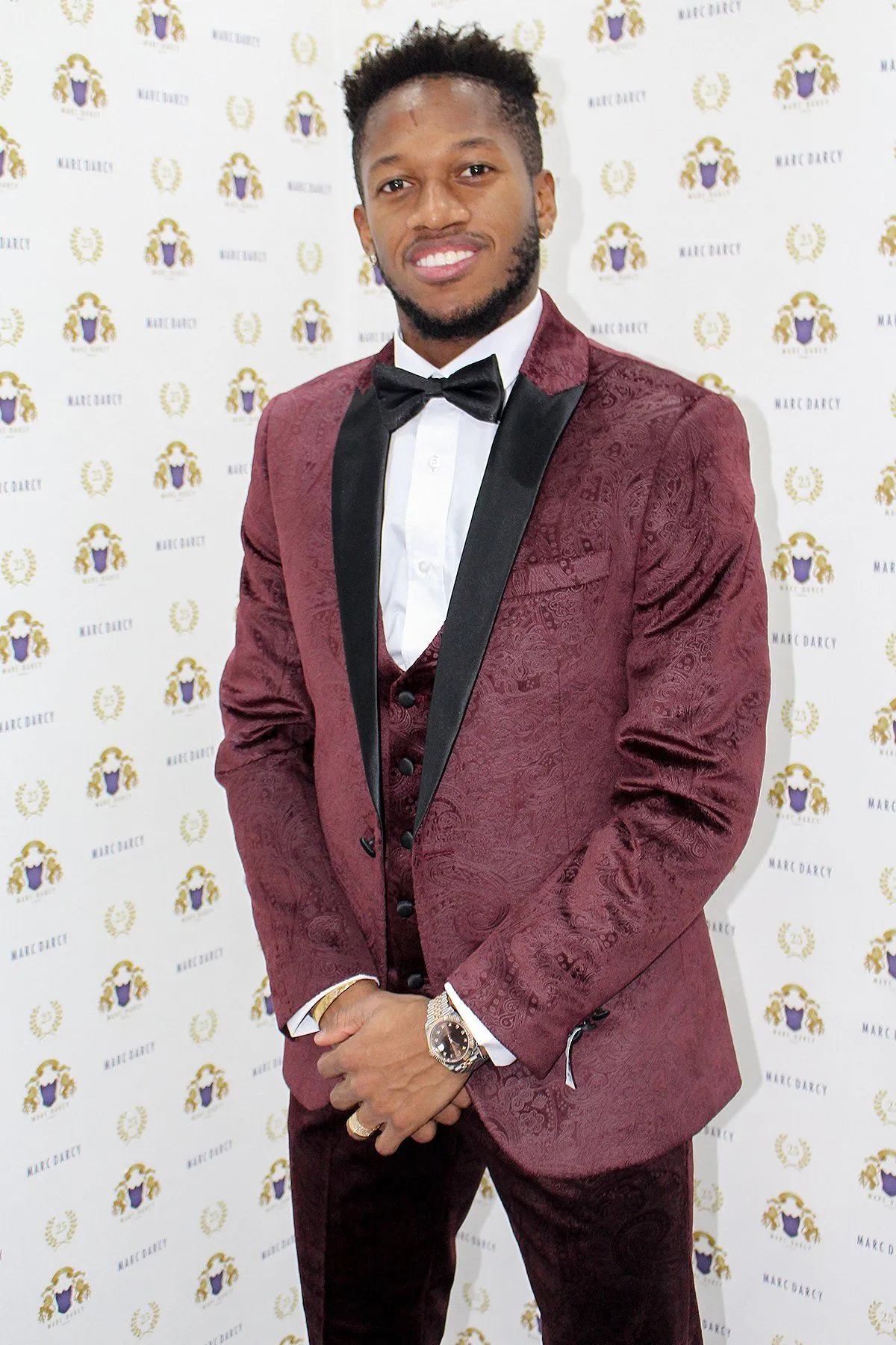 Fenerbahçe And Brazil Midfielder Fred in Simon Wine Velvet Suit sold by Marc Darcy product image thumbnail 3