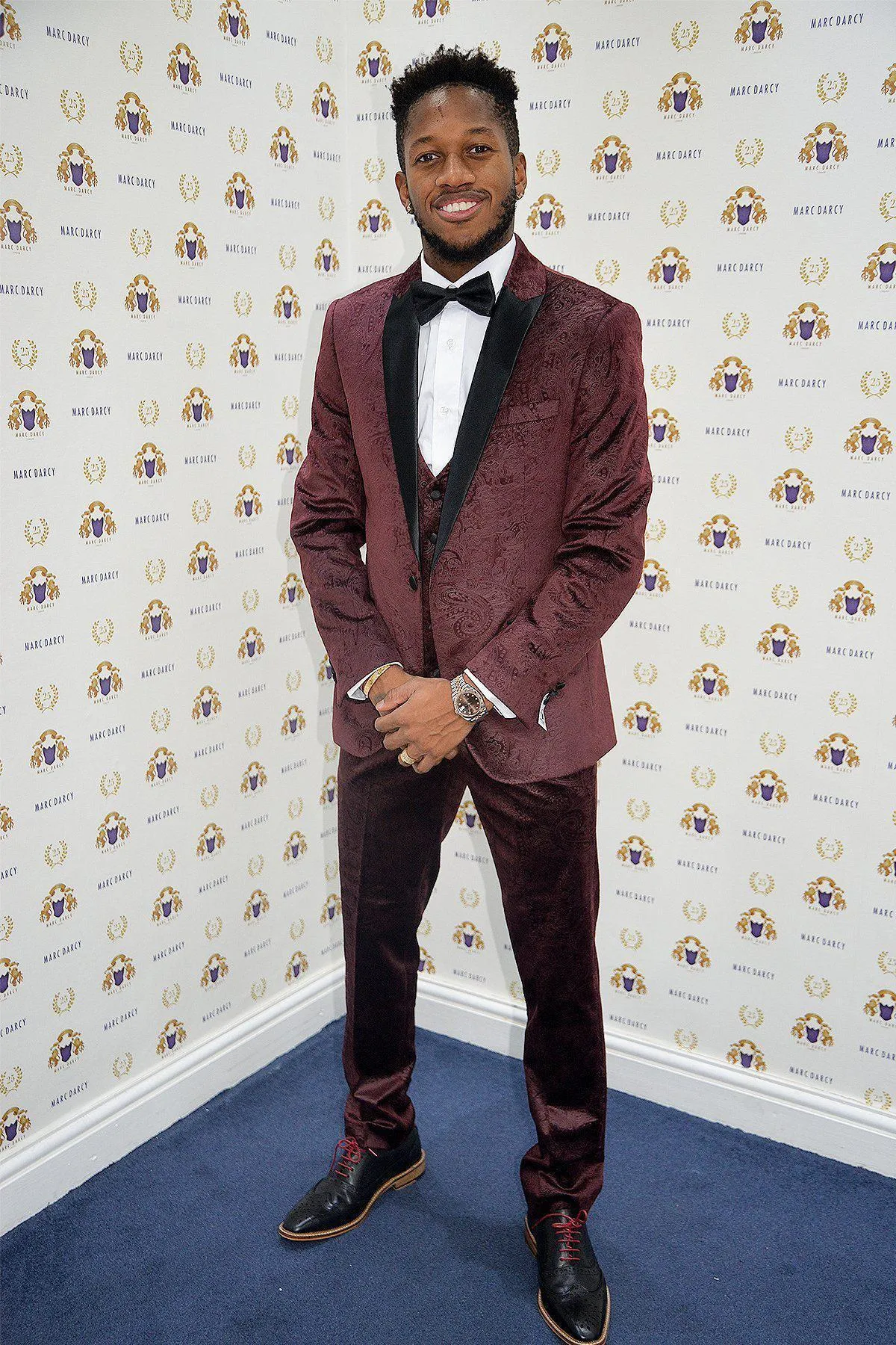 Fenerbahçe And Brazil Midfielder Fred in Simon Wine Velvet Suit sold by Marc Darcy
