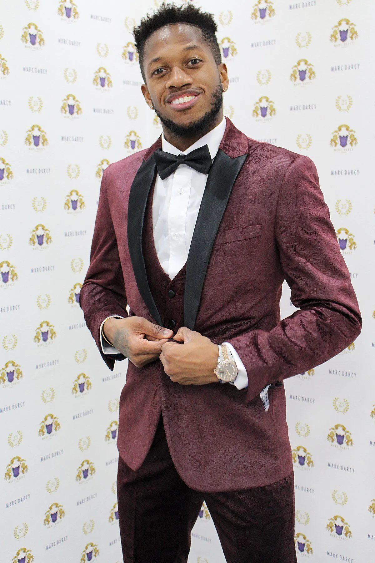 Fenerbahçe And Brazil Midfielder Fred in Simon Wine Velvet Suit sold by Marc Darcy product image thumbnail 2
