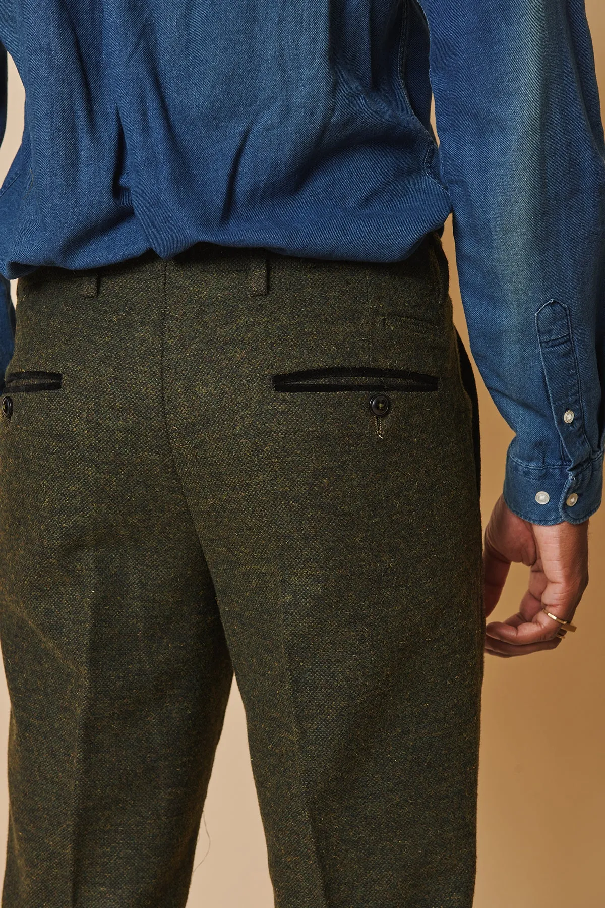 MARLOW - Olive Green Tweed Trousers sold by Marc Darcy product image thumbnail 4