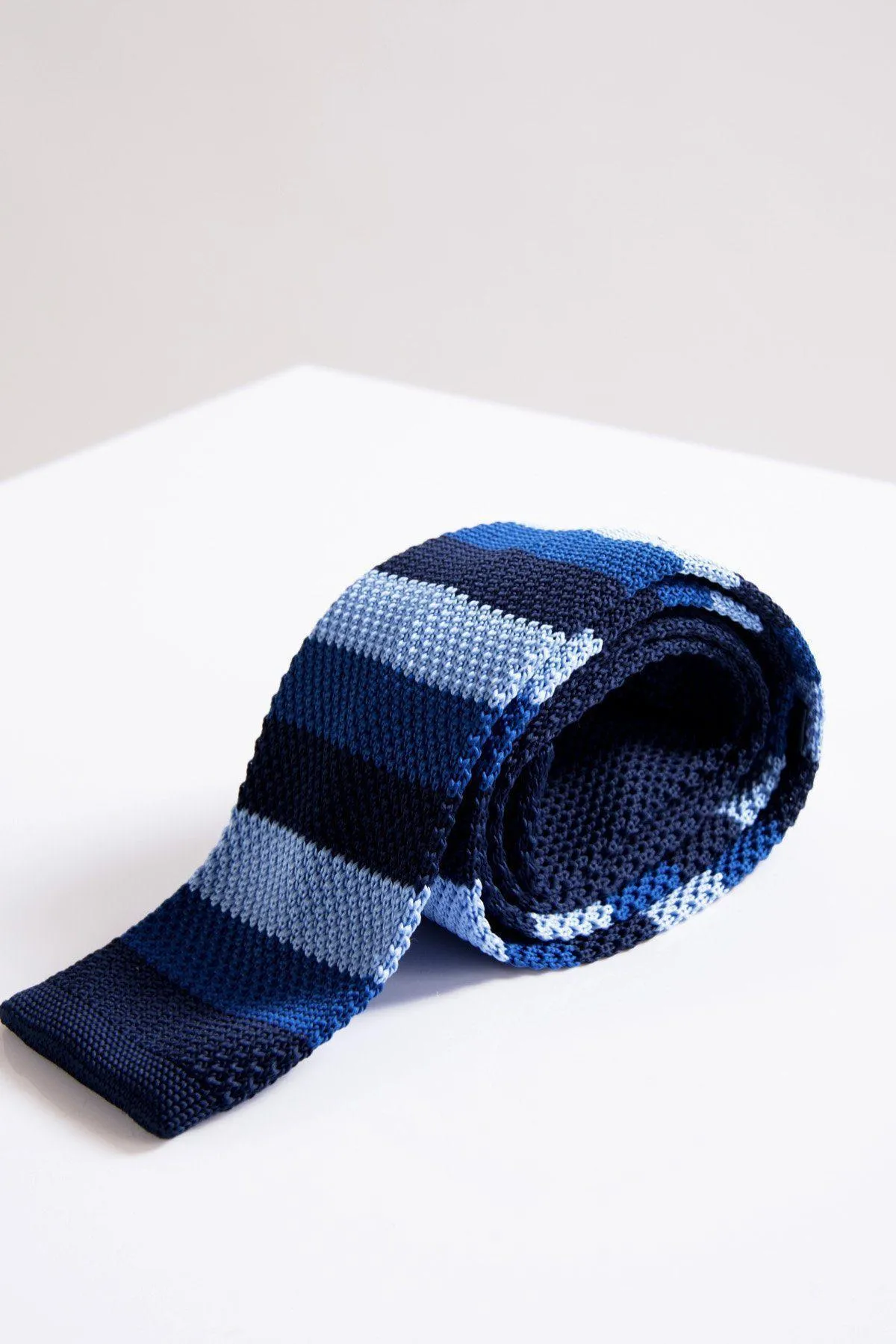 KT - Blue Stripe Knitted Tie sold by Marc Darcy product image thumbnail 2