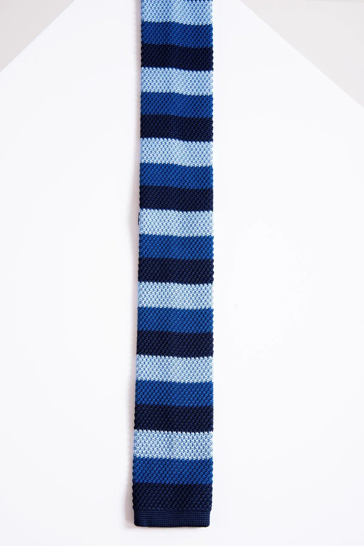 KT - Blue Stripe Knitted Tie sold by Marc Darcy product image thumbnail 3