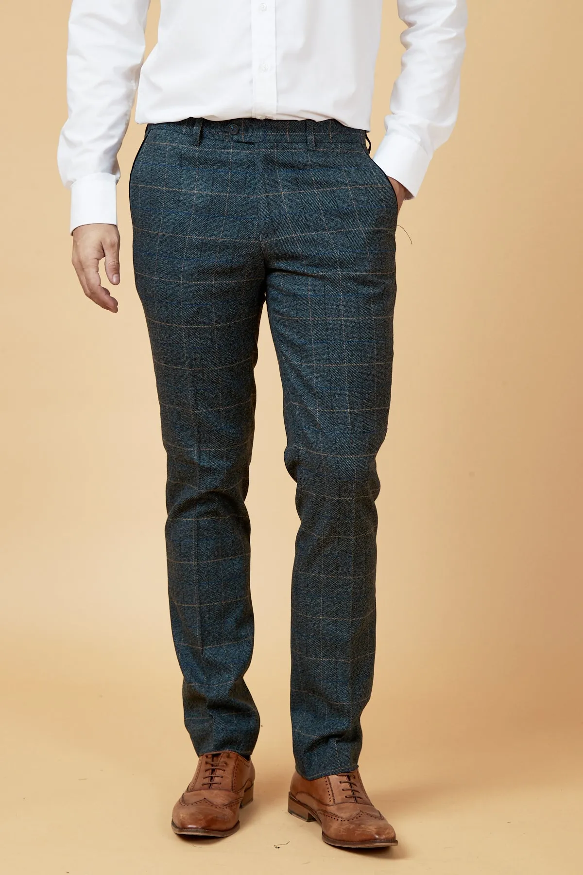 SCOTT - Blue Check Tweed Trousers sold by Marc Darcy product image thumbnail 2