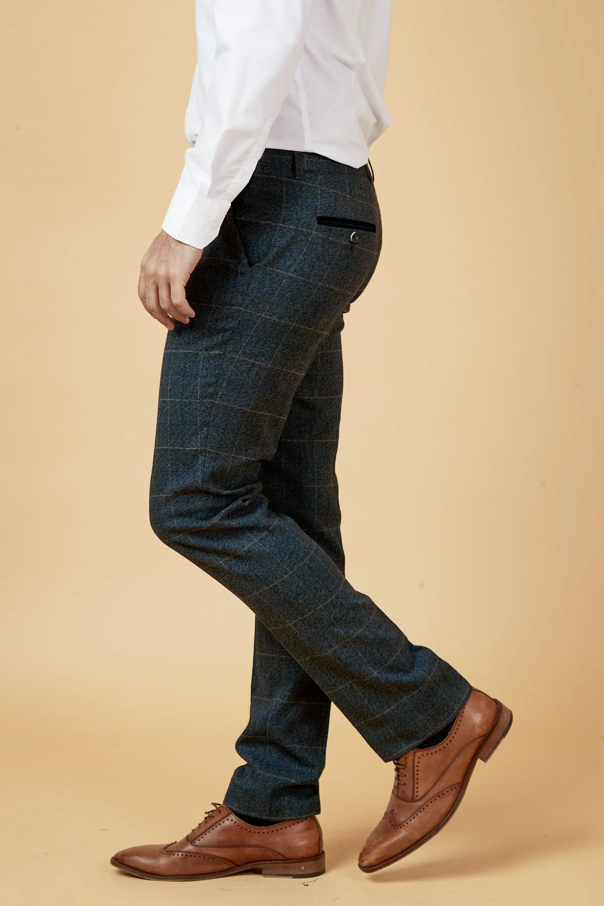 SCOTT - Blue Check Tweed Trousers sold by Marc Darcy product image thumbnail 3