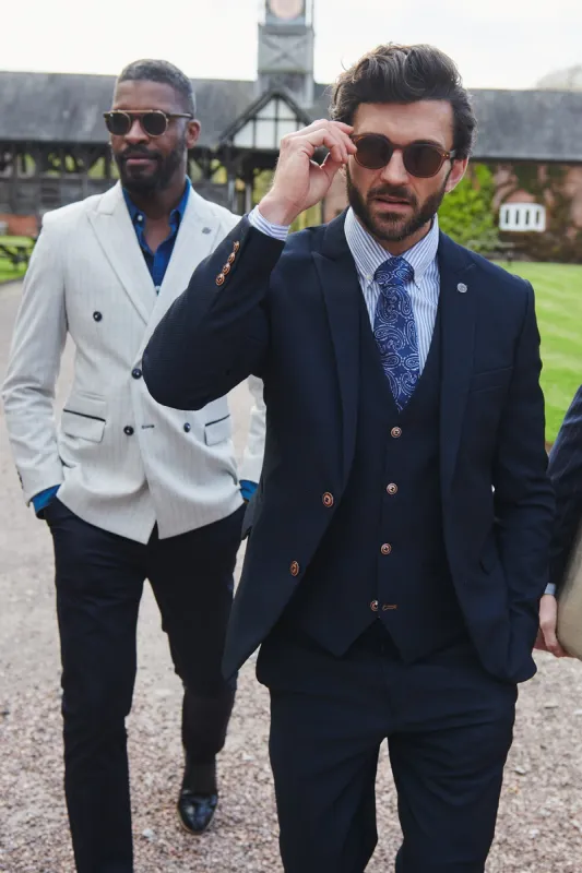 MAX - Navy Three Piece Suit with Contrast Buttons sold by Marc Darcy