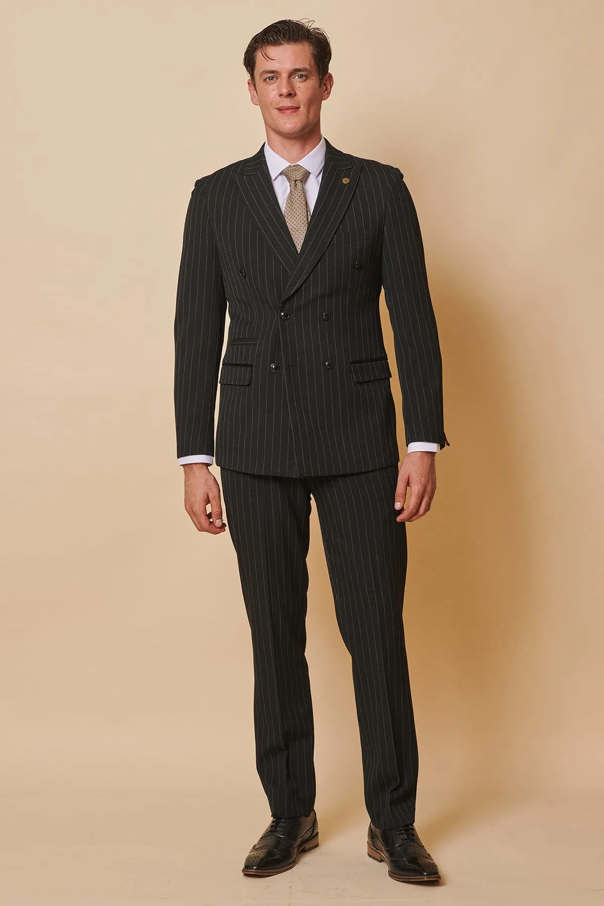 ROCCO - Black Pinstripe Double Breasted Two Piece Suit sold by Marc Darcy product image thumbnail 4