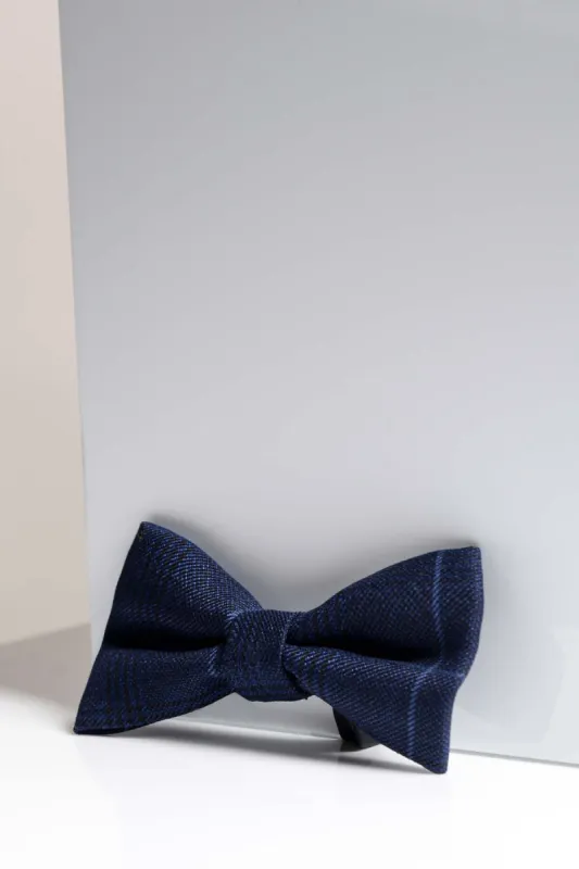 EDINSON - Navy Sky Check Bow Tie sold by Marc Darcy