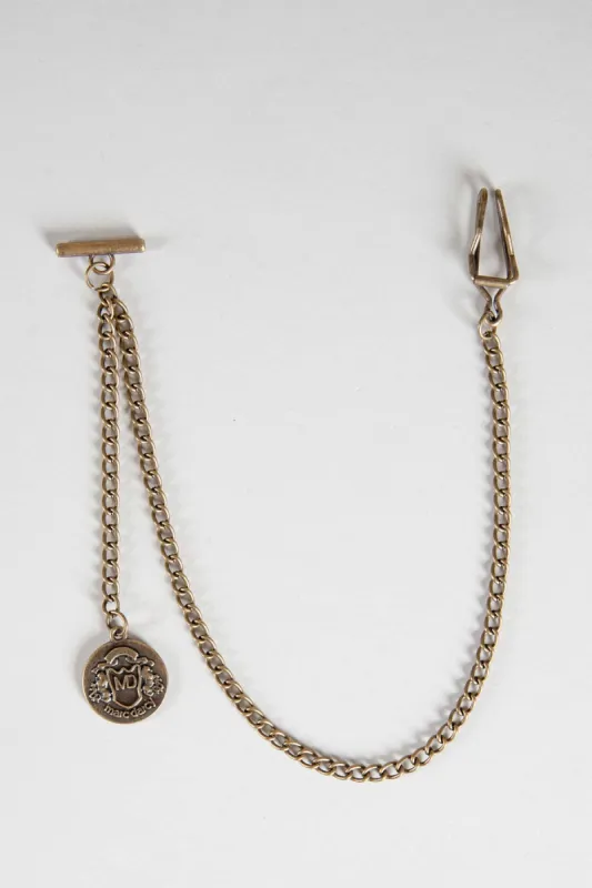 Antique Style Gold Plated Marc Darcy T-Bar Waistcoat Chain With MD Velvet Keepsafe Pouch sold by Marc Darcy