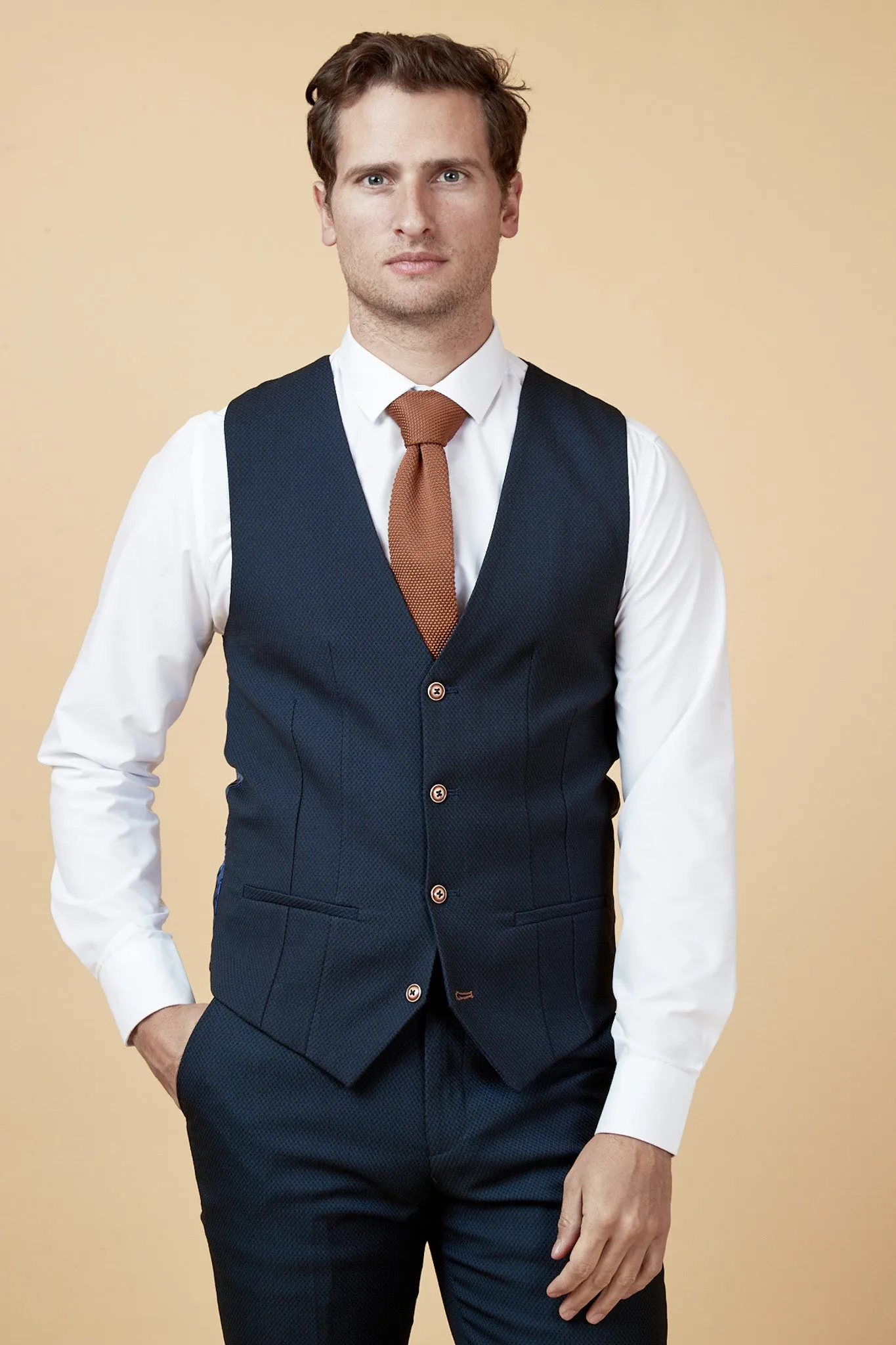 MAX - Navy Single Breasted Waistcoat sold by Marc Darcy