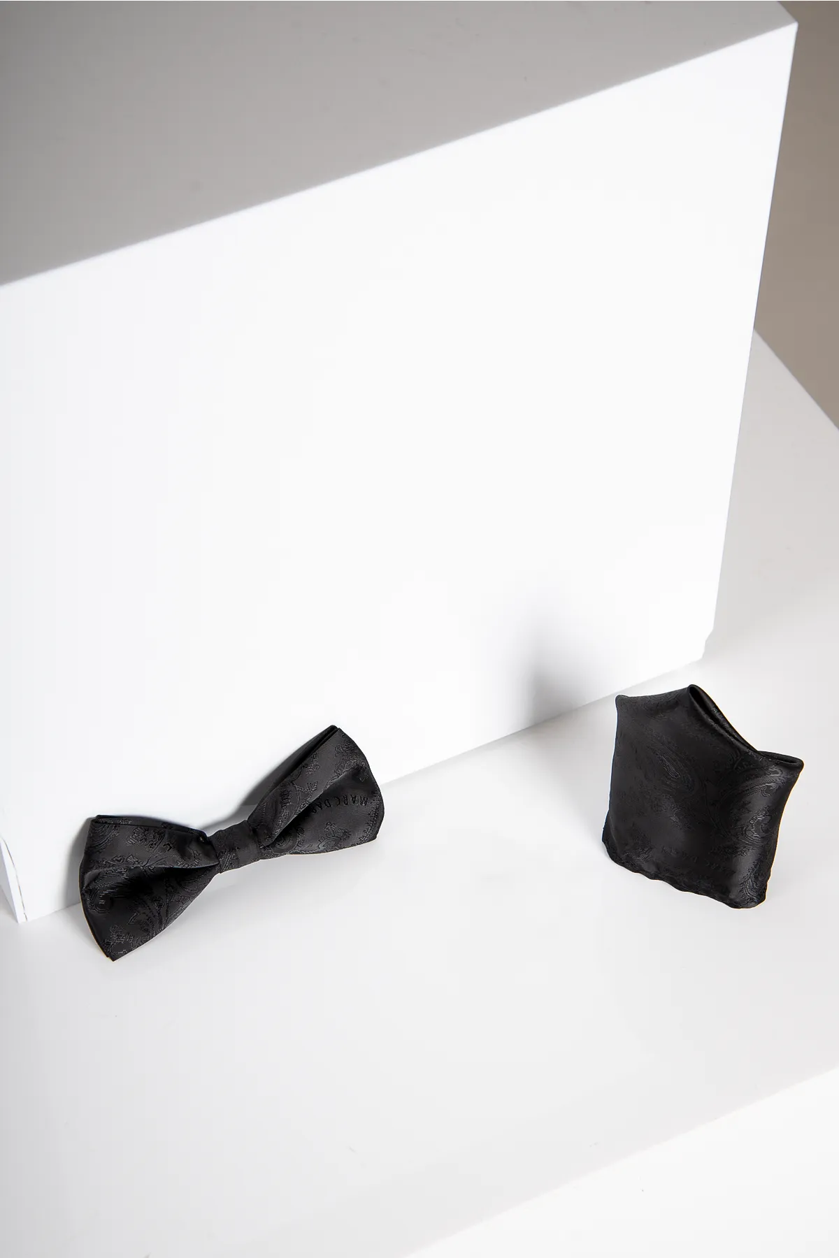 MD PAISLEY - Black Paisley Bow Tie and Pocket Square Set sold by Marc Darcy product image thumbnail 2