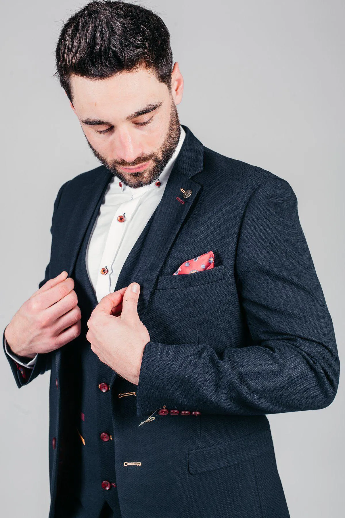 Former Sheffield United Footballer Brian Deane in JD4 Navy Blazer sold by Marc Darcy product image thumbnail 3
