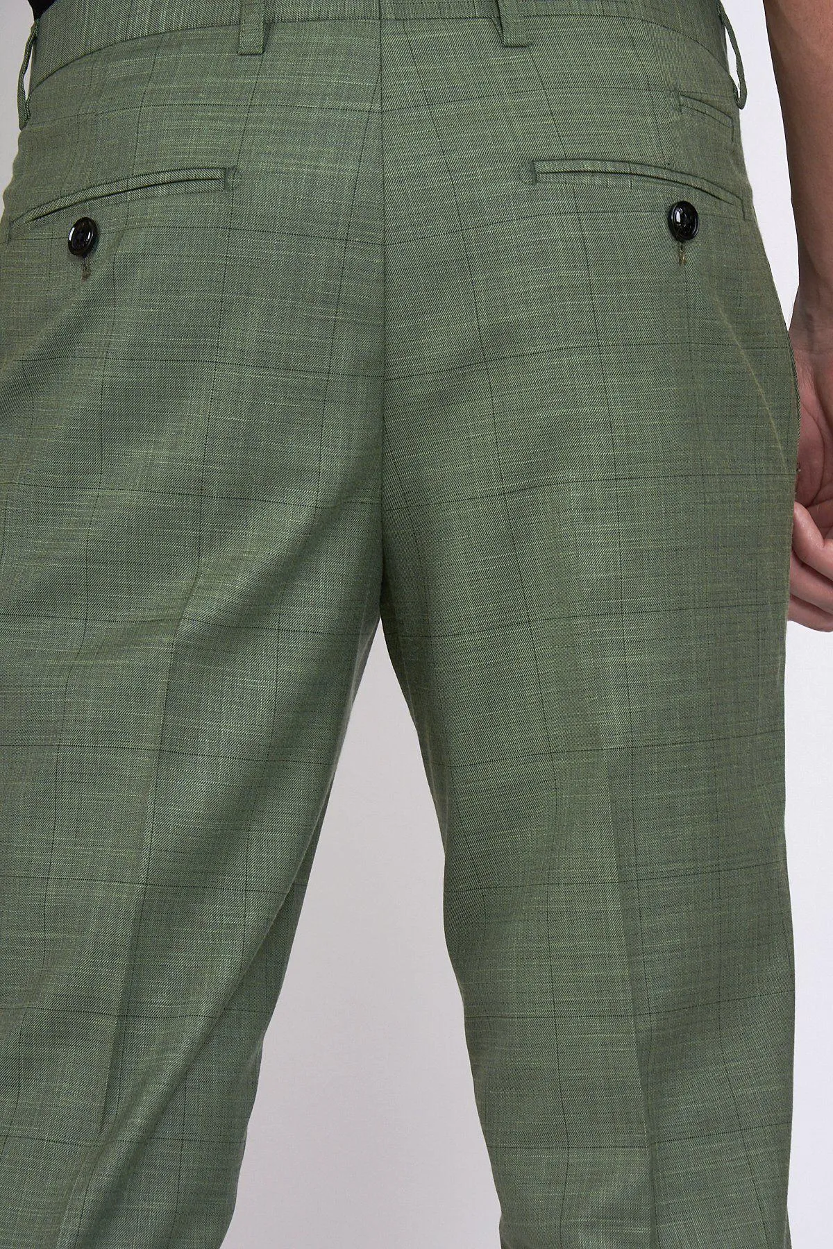 SID - Moss Green Check Trousers sold by Marc Darcy product image thumbnail 2