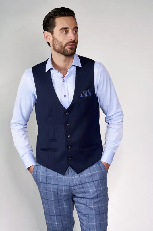 KELLY - Blue Single Breasted Waistcoat sold by Marc Darcy