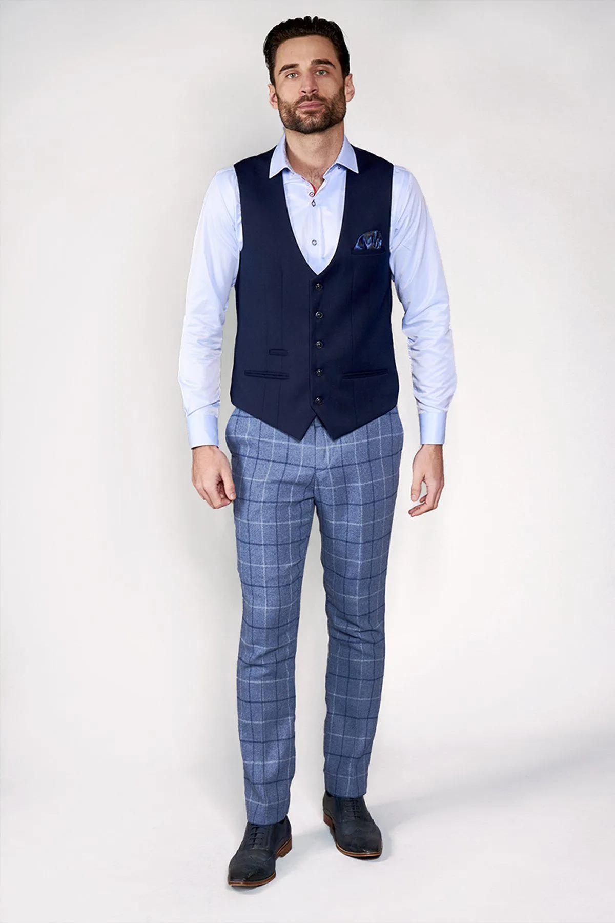KELLY - Blue Single Breasted Waistcoat sold by Marc Darcy product image thumbnail 3