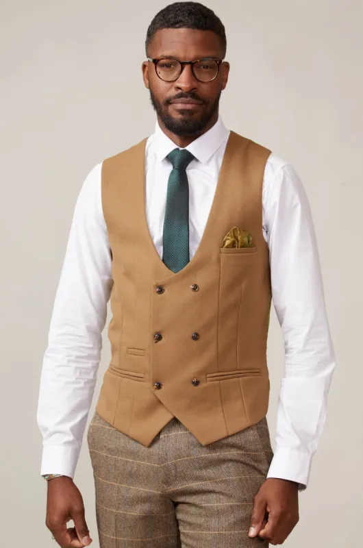 KELVIN - Oak Double Breasted Waistcoat sold by Marc Darcy