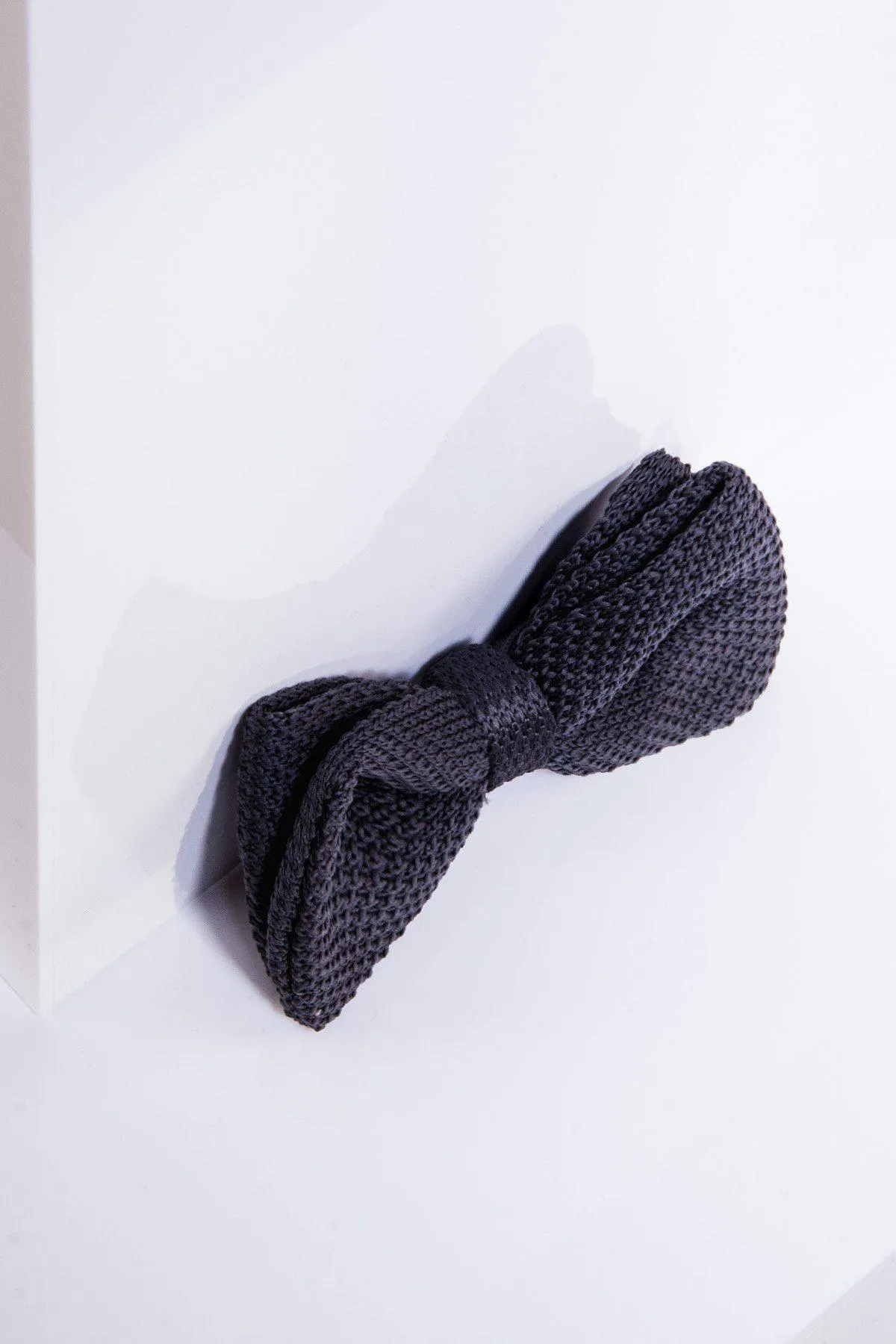 KB - Knitted Double Layer Bow Tie In Mid Grey sold by Marc Darcy product image thumbnail 2