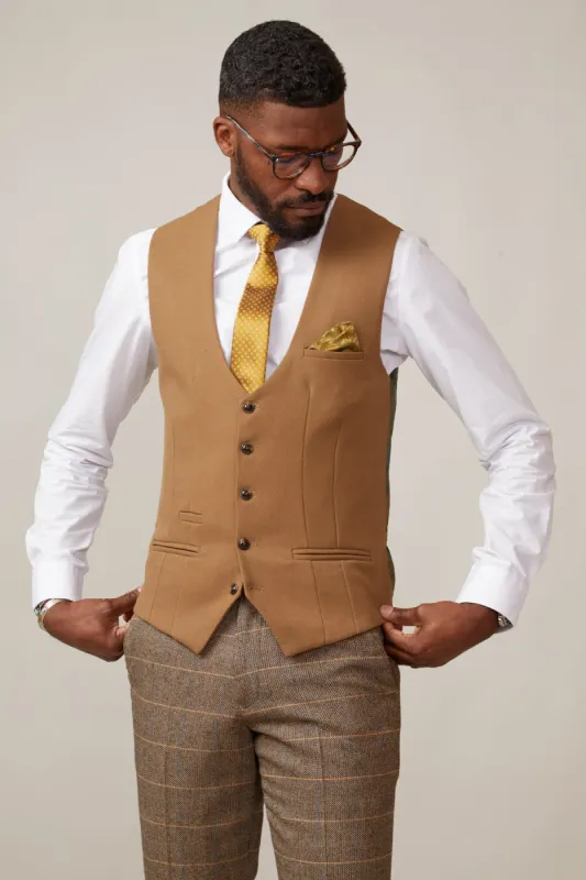 KELVIN - Oak Single Breasted Waistcoat sold by Marc Darcy