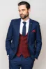 EDINSON - Navy Check Suit with Kelvin Wine Waistcoat sold by Marc Darcy
