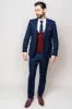 EDINSON - Navy Check Suit with Kelvin Wine Waistcoat sold by Marc Darcy