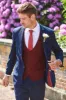 EDINSON - Navy Check Suit with Kelvin Wine Waistcoat sold by Marc Darcy