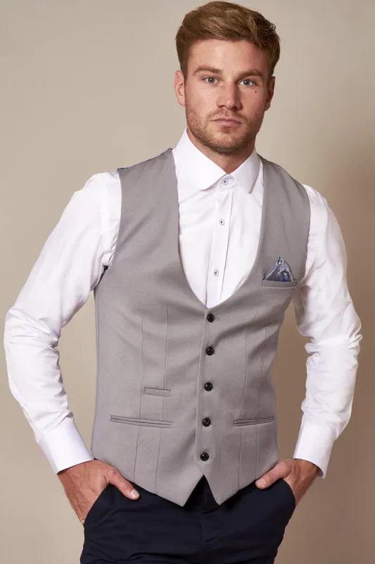 KELLY - Silver Grey Single Breasted Waistcoat sold by Marc Darcy