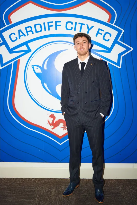 The Cardiff City F.C. Collection - ROCCO Navy Double Breasted Suit As Worn By Ryan Wintle made by Marc Darcy