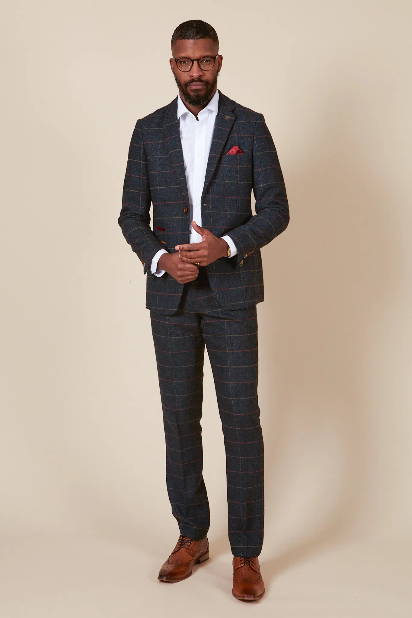 ETON - Navy Blue Tweed Check Two Piece Suit sold by Marc Darcy product image thumbnail 4