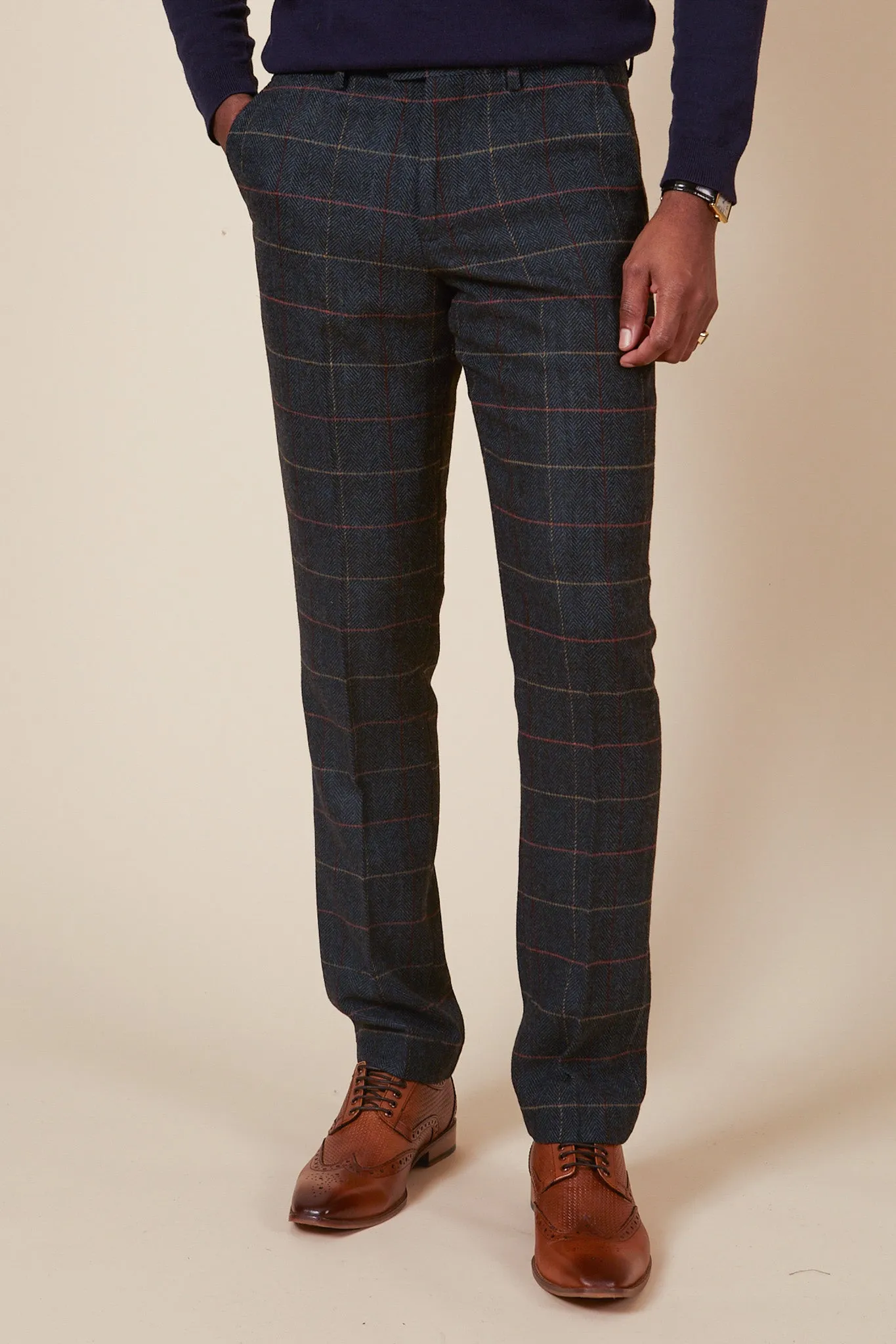 ETON - Navy Blue Tweed Check Two Piece Suit sold by Marc Darcy product image thumbnail 5