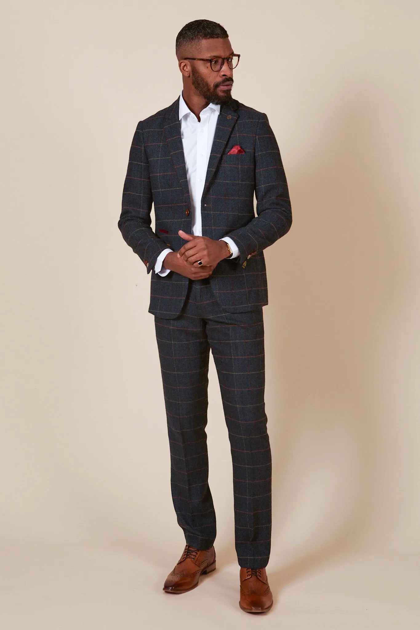 ETON - Navy Blue Tweed Check Two Piece Suit sold by Marc Darcy product image thumbnail 3