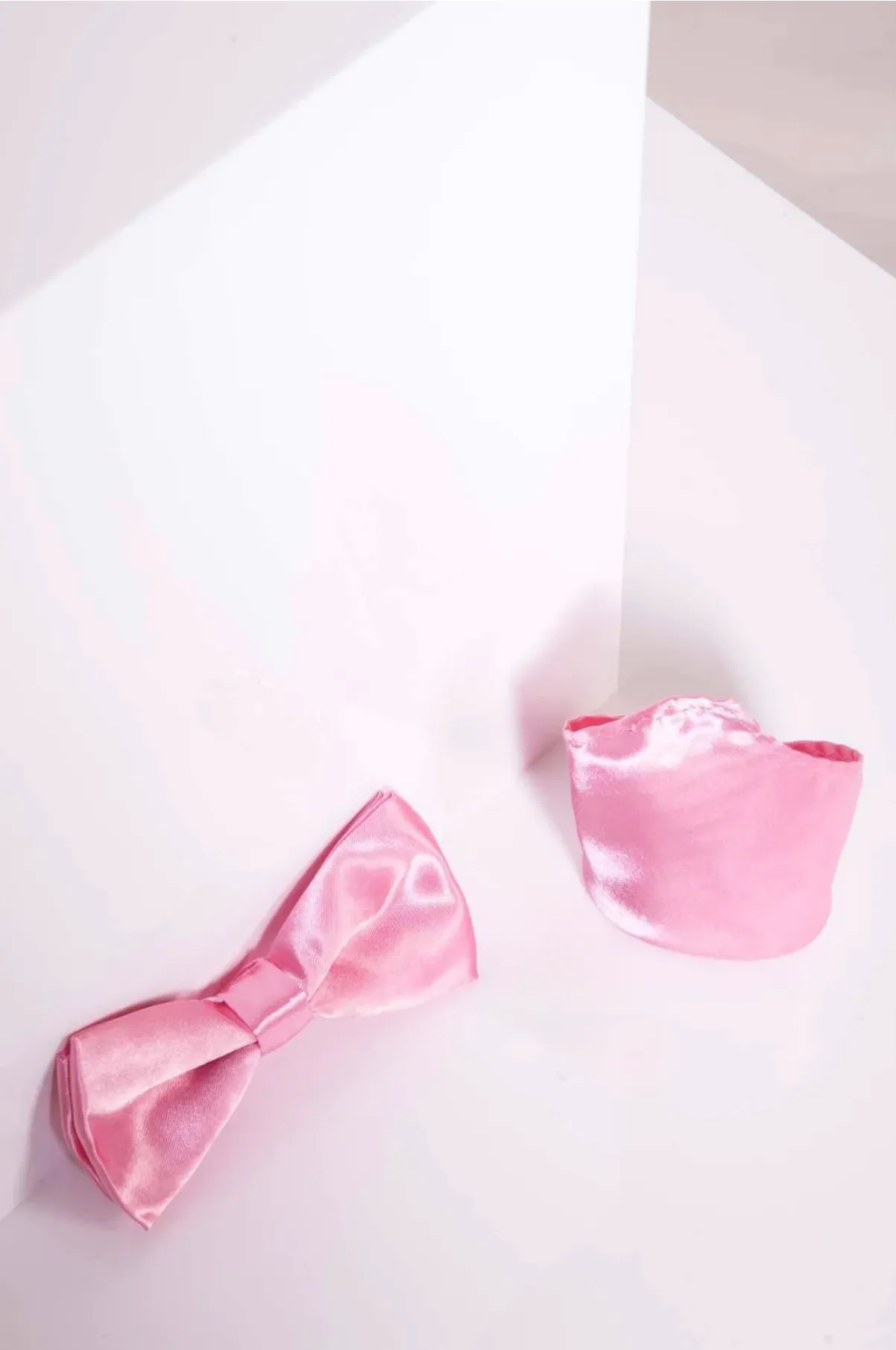 SB - Satin Bow Tie and Pocket Square Set In Pink sold by Marc Darcy product image thumbnail 2