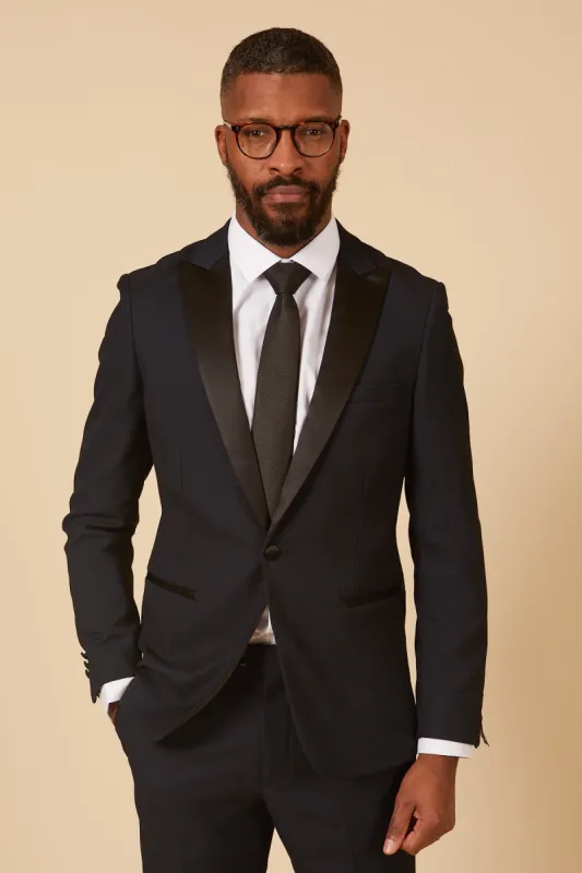 DALTON - Navy Tux Lapel Diamond Blazer sold by Marc Darcy