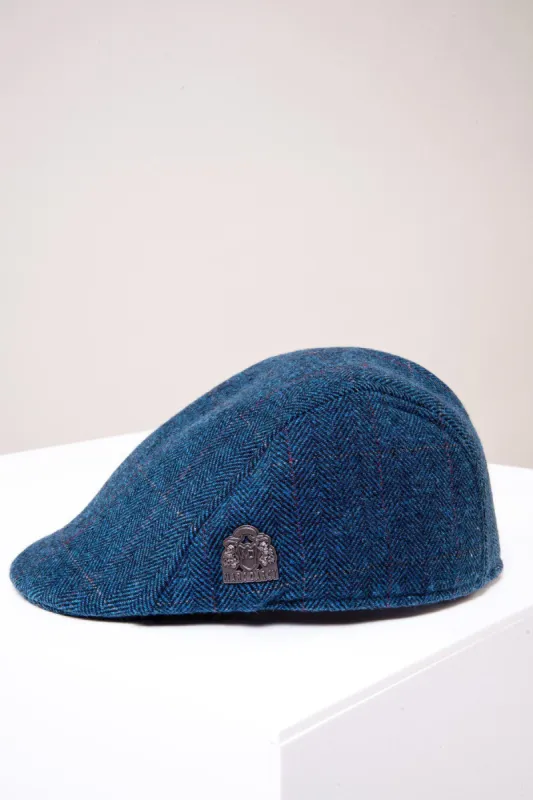 DION - Blue Tweed Check Flat Cap sold by Marc Darcy