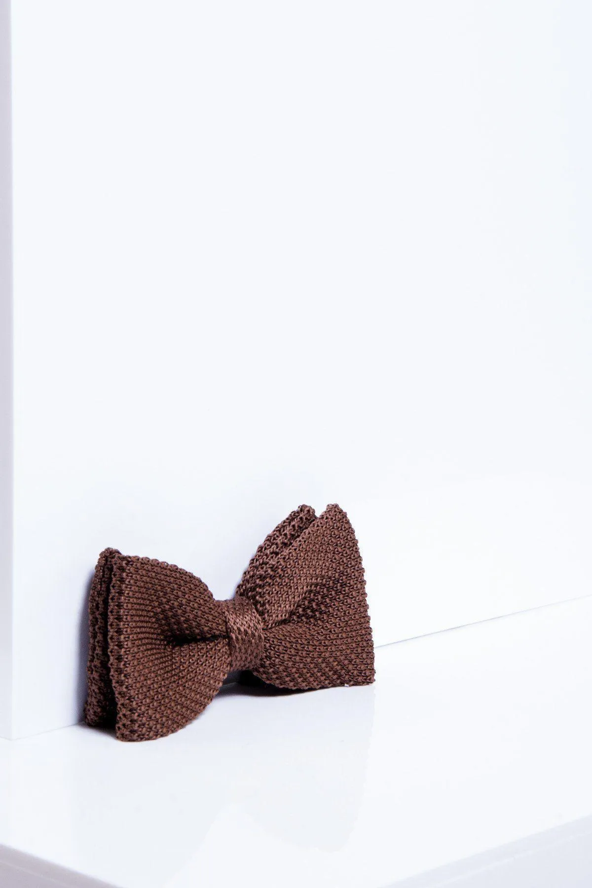 KB - Knitted Double Layer Bow Tie In Tan sold by Marc Darcy