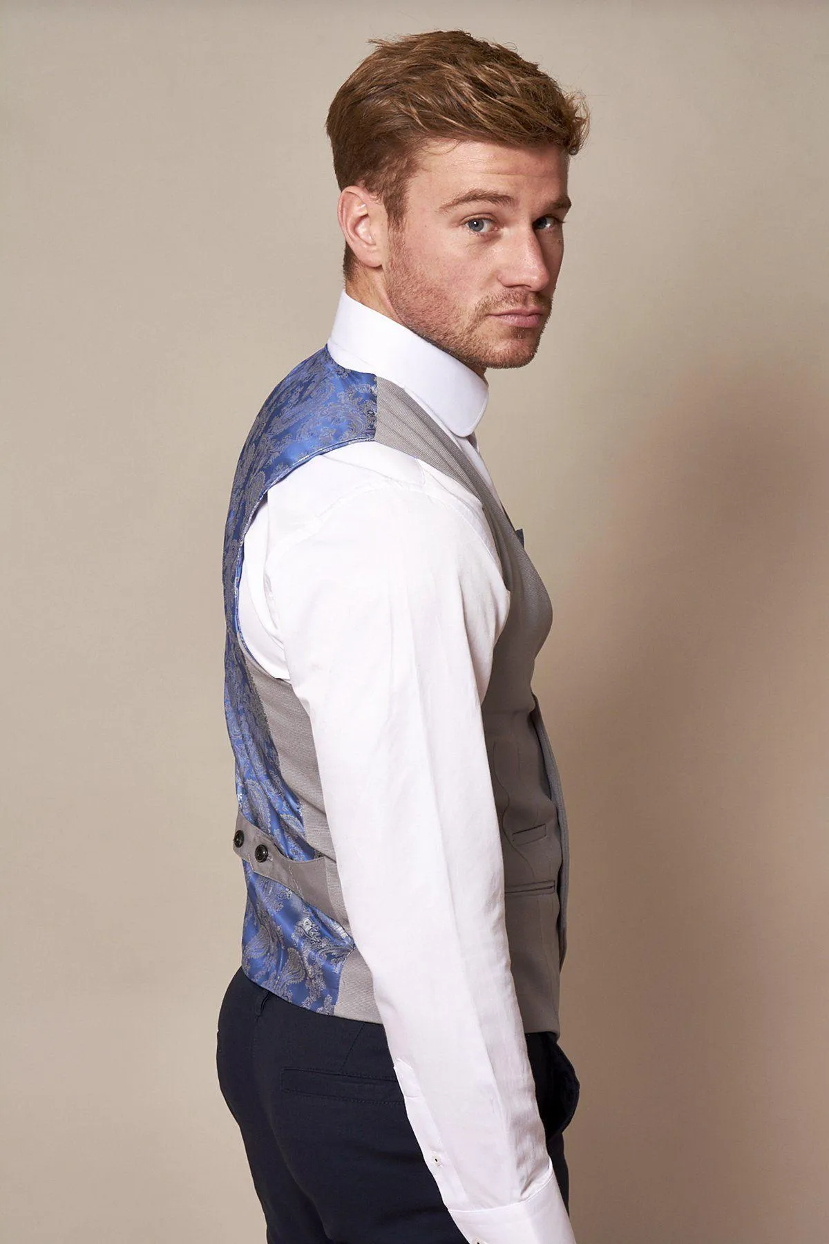 KELLY - Silver Grey Double Breasted Waistcoat sold by Marc Darcy product image thumbnail 2