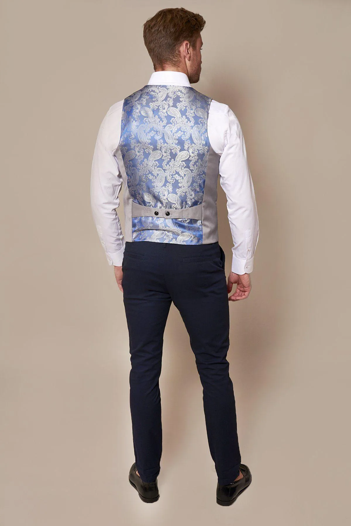 KELLY - Silver Grey Double Breasted Waistcoat sold by Marc Darcy product image thumbnail 4