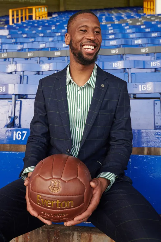 The Everton Collection | Beto In EDINSON Navy Green Check Two Piece Suit made by Marc Darcy